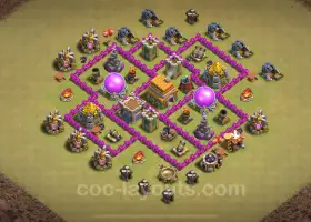 Cea mai bună bază de război TH6 2024: Anti-Everything, Hybrid Links #7047