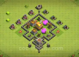 قاعدة الزراعة TH4: مكافحة كل شيء هجين في لعبة Clash of Clans #18018