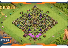 Top TH9 Anti Trophy Base with Defense Layout #57431